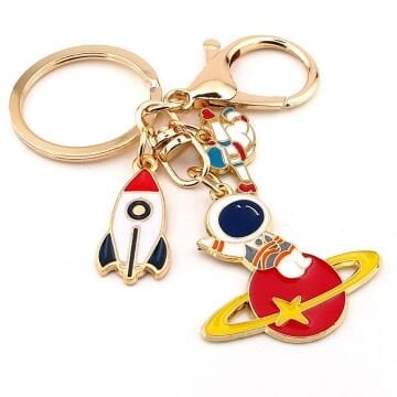 Astronot Uzay Roket Kırmızı Gezegen Anahtarlık Çanta Süsü Charm KC368