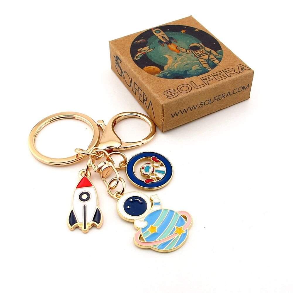 Astronot Uzay Roket Satürn Anahtarlık Çanta Süsü Charm KC369