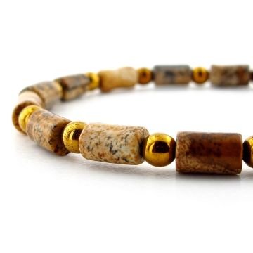 TERRA VINTAGE JASPER HEMATİT DOĞAL TAŞ ERKEK BİLEKLİK J0244