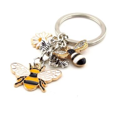 Bal Arısı Papatya İlkbahar Çiçek Anahtarlık Çanta Süsü Charm KC378