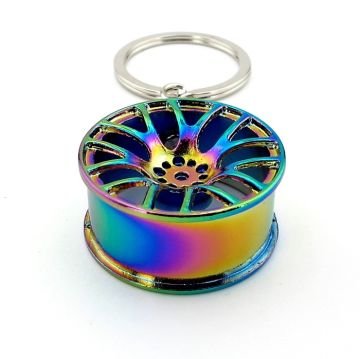 OTOMOBİL JANTI ŞEKLİNDE ARABA YANAR DÖNER METAL ANAHTARLIK KC007