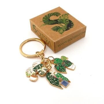 Salon Çiçekleri Yeşil Bitki Flora Anahtarlık Çanta Süsü Charm KC381