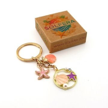 Plaj Sahil Deniz Kabuğu Yıldız Beach Yaz Anahtarlık Çanta Süsü Charm KC383