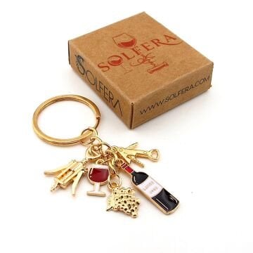 Kırmızı Şarap Kadeh Tirbüşon Üzüm Bağ Anahtarlık Çanta Süsü Charm KC386