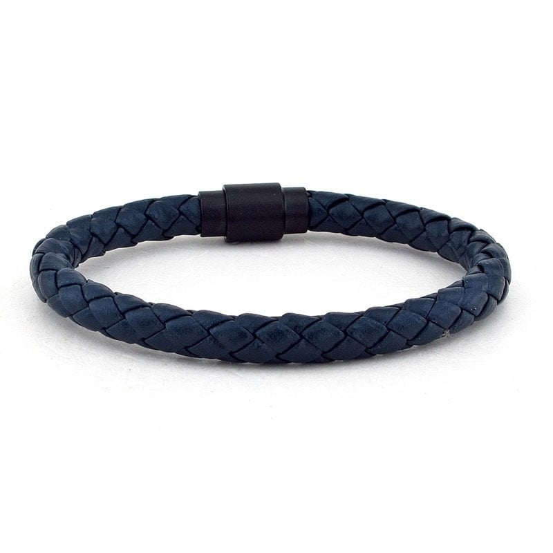 LACİVERT DERİ SİYAH MIKNATISLI BİLEKLİK BT234