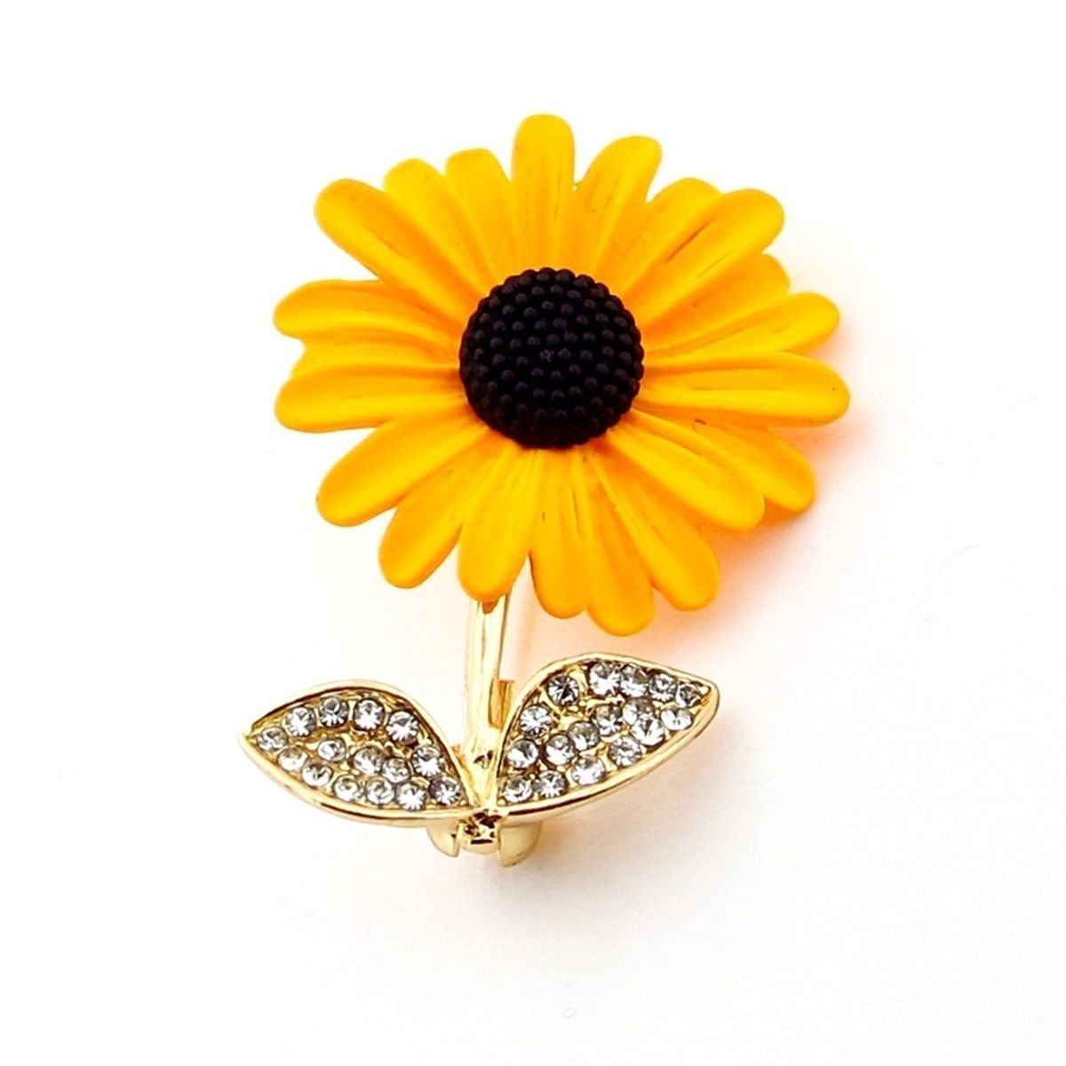 Sarı Papatya Çiçek Bahar Doğa Zirkon Taşlı Broş RZ206