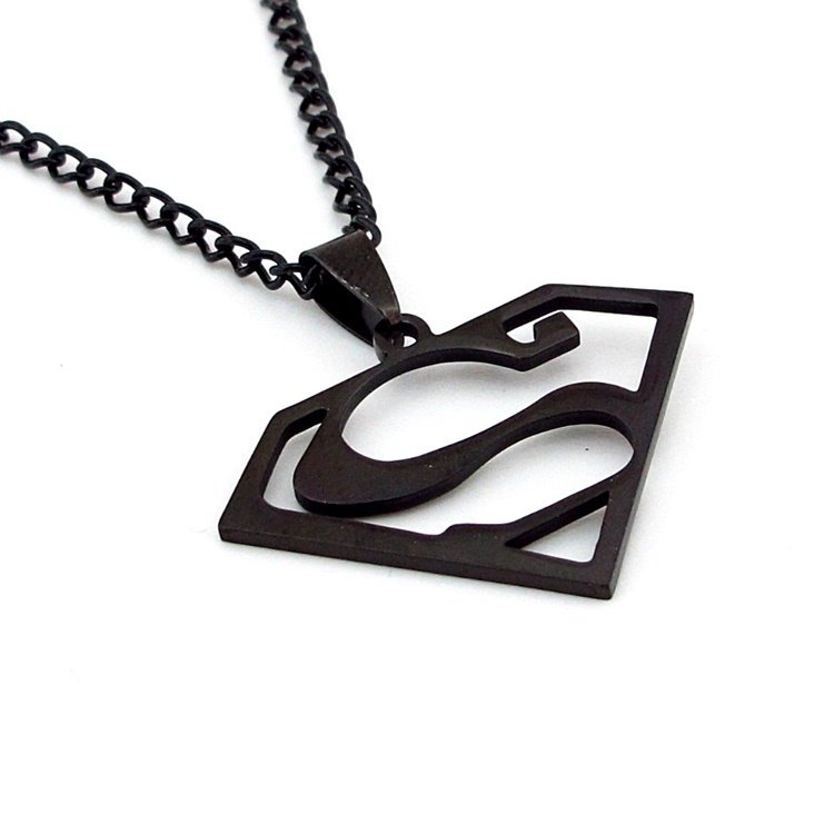 SUPERMAN JUSTİCE LEAGUE SİYAH ÇELİK ERKEK KOLYE Q0274
