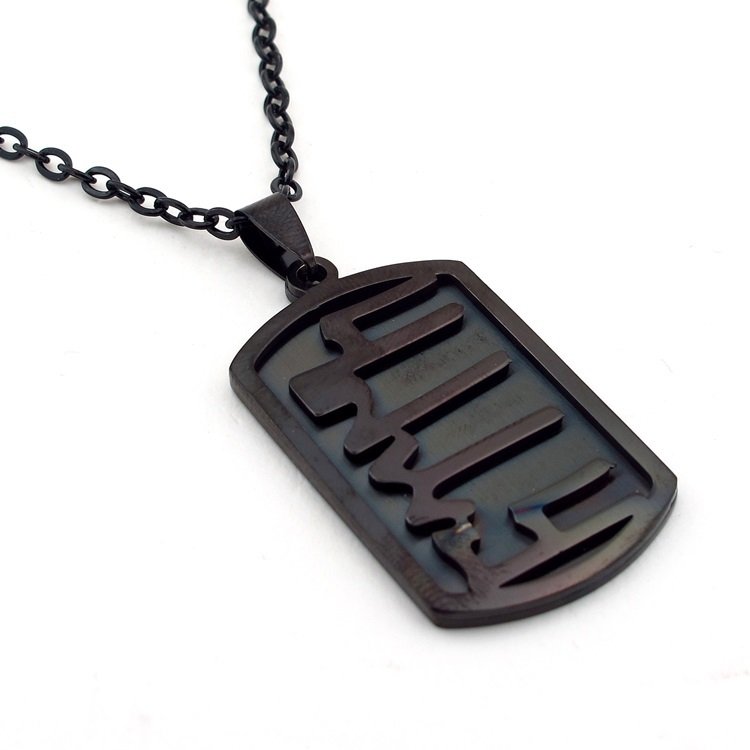 DOG TAG KÜNYE TİPİ GÖKTÜRK TÜRK SİYAH ÇELİK ERKEK KOLYE Q0149