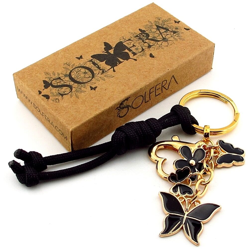 Siyah Kelebekler Doğa Canlılar Siyah ÖrgülüCharm Çanta Süsü Anahtarlık KY002