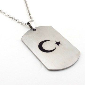 ASKER KÜNYE TİPİ AY YILDIZ TÜRK BAYRAK ÇELİK ERKEK KOLYE Q0151
