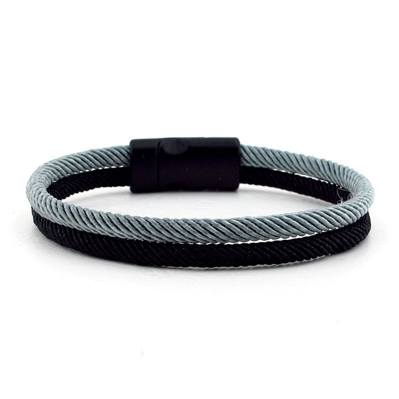 SİYAH GRİ İKİ RENKLİ METAL MIKNATISLI ERKEK BİLEKLİK BT432