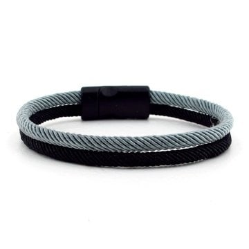 SİYAH GRİ İKİ RENKLİ METAL MIKNATISLI ERKEK BİLEKLİK BT432