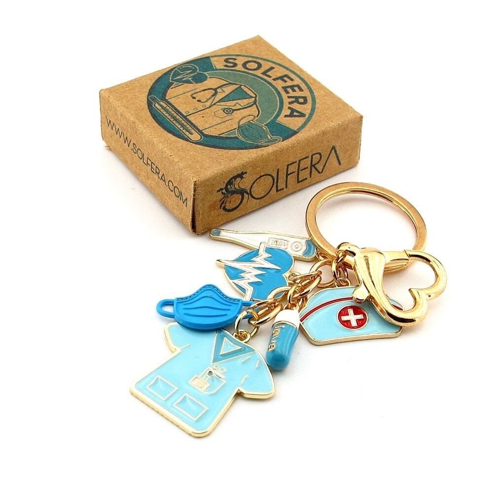 Doktor Hekim Nabız Kalp Maske Ateş Ölçer Çanta Süsü Charm Anahtarlık KY016
