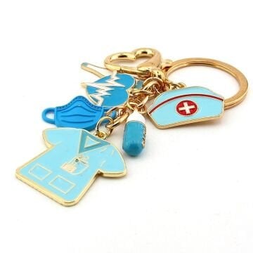 Doktor Hekim Nabız Kalp Maske Ateş Ölçer Çanta Süsü Charm Anahtarlık KY016