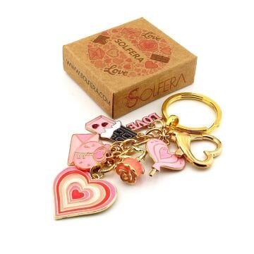 Sevgili Aşk Çikolata Kalp Pembe Gül Love Çanta Süsü Charm Anahtarlık KY017