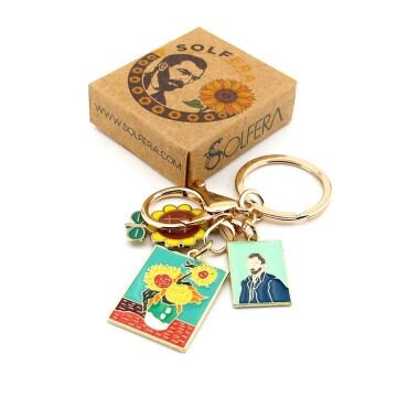Vincent Van Gogh Ay Çiçekleri Tablo Sanat Çanta Süsü Charm Anahtarlık KY018