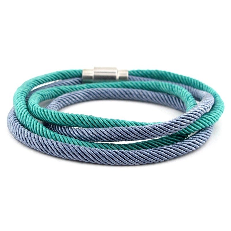 TURKUAZ GRİ İKİ SIRALI MANYETİK METAL KLİPS ERKEK BİLEKLİK BT441