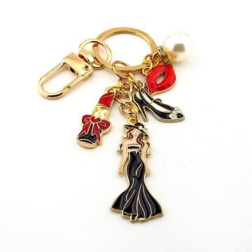 Moda İkonu İnfluencer Ayakkabı Kırmızı Ruj Çanta Süsü Charm Anahtarlık KY022