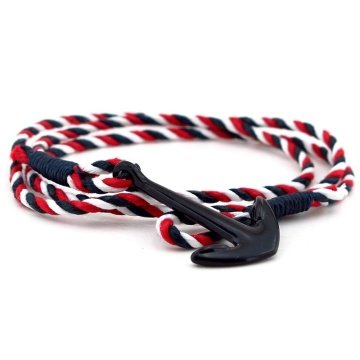 DENİZCİ GEMİCİ RENKLER SİYAH METAL ÇAPA ERKEK BİLEKLİK BT451