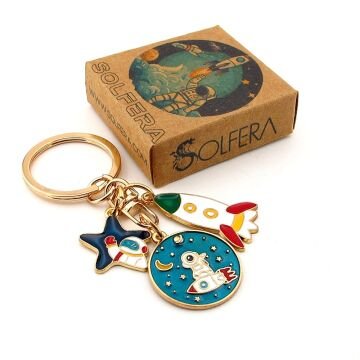 Astronot Roket Yıldız Uzay Mekiği Çanta Süsü Charm Metal Anahtarlık KY032