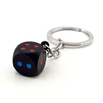 Siyah Metal Zar Şans Tavla Casino Metal Anahtarlık KY039