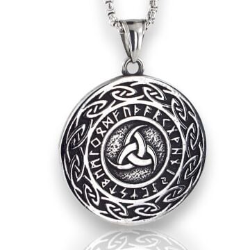 Trinity Mitolojik Nordik Viking Sembol Madalyon Titanyum Çelik Erkek Kolye Q0964