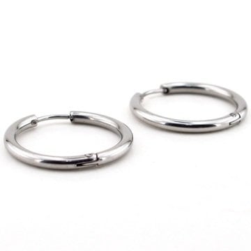 BÜYÜK BOY 24 mm GÜMÜŞ RENKLİ ÇELİK ERKEK HALKA KÜPE E513
