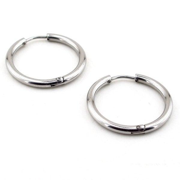 BÜYÜK BOY 24 mm GÜMÜŞ RENKLİ ÇELİK ERKEK HALKA KÜPE E513