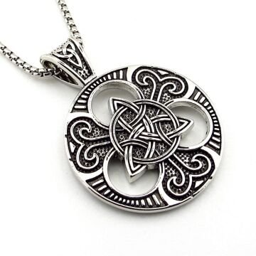 Trinity Mitolojik Viking Nordik İskandinav Çelik Zincirli Metal Erkek Kolye Q0979
