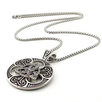 Trinity Mitolojik Viking Nordik İskandinav Çelik Zincirli Metal Erkek Kolye Q0979