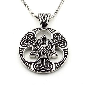 Trinity Mitolojik Viking Nordik İskandinav Çelik Zincirli Metal Erkek Kolye Q0979
