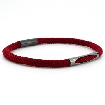 BORDO ÖRGÜ İPLİ ANTRASİT METAL MIKNATISLI ERKEK BİLEKLİK M028H