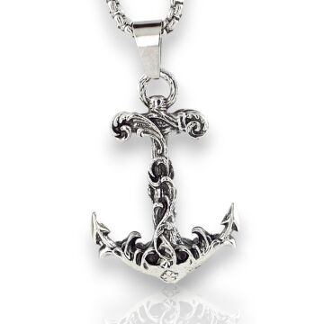Çapa Dalga Desenli Denizci Gemici Çelik Zincirli Metal Erkek Kolye Q0981