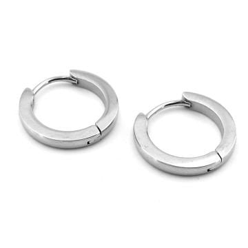 Eğimli Kesim Parlak Gümüş Renk Paslanmaz Çelik Halka Kadın Erkek Küpe ER121