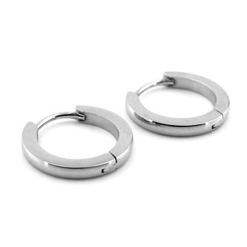Eğimli Kesim Parlak Gümüş Renk Paslanmaz Çelik Halka Kadın Erkek Küpe ER121