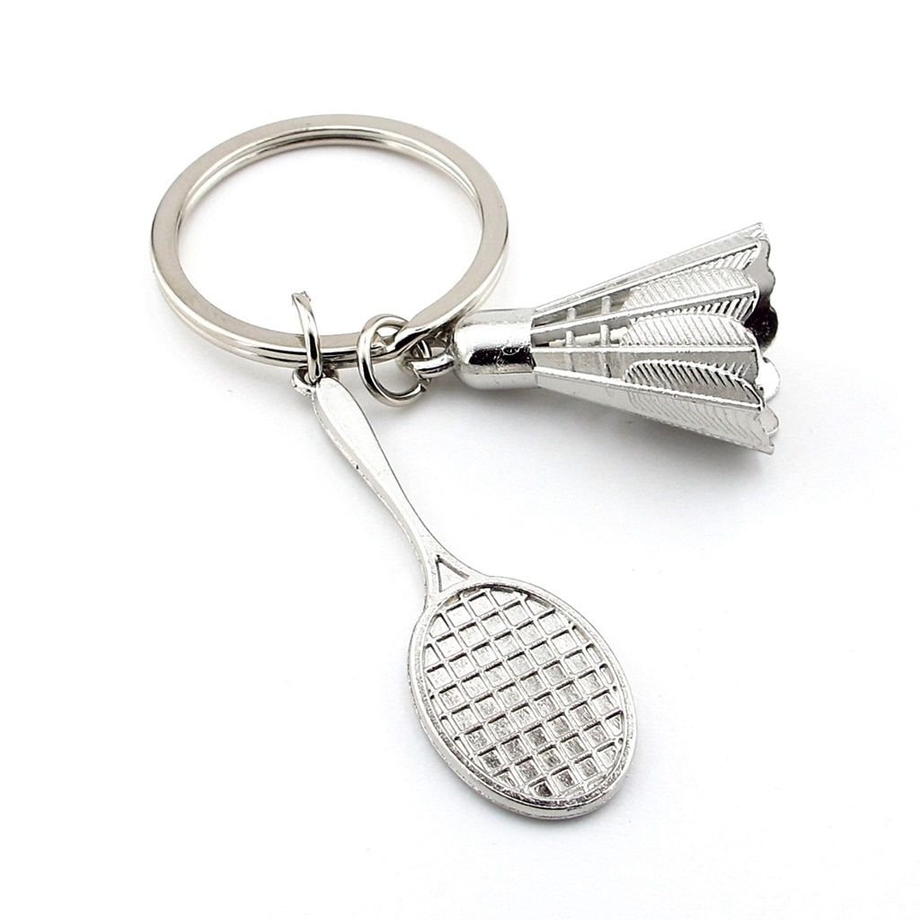 Badminton Topu ve Raketi Spor Tenis Metal Anahtarlık KC139
