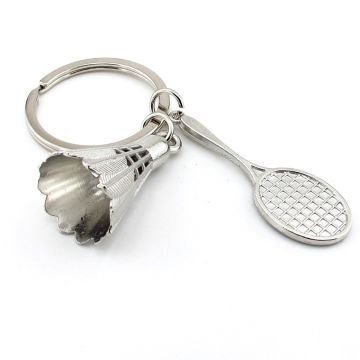 Badminton Topu ve Raketi Spor Tenis Metal Anahtarlık KC139