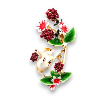 Çiçek Dalındaki Sevimli Tarla Faresi Bahar Doğa Metal Yaka Süsü Broş RZ405