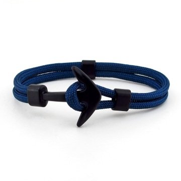 LACİVERT RENKLİ SİYAH METAL ÇAPALI GEMİCİ ERKEK BİLEKLİK BL030