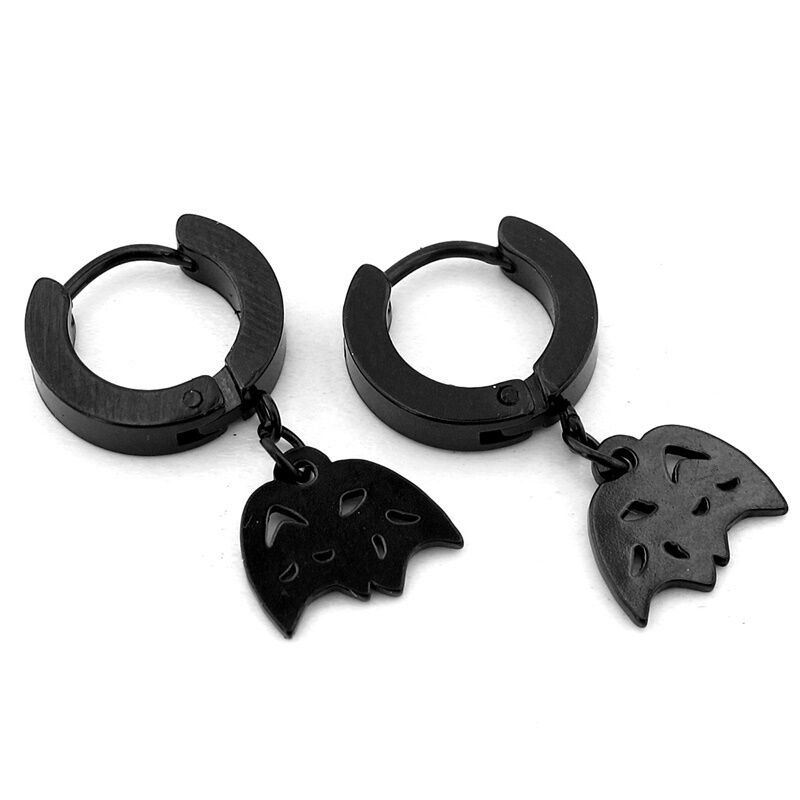 Tiyatro Maskesi Gülen Ağlayan Surat Siyah Paslanmaz Çelik Unisex Halka Küpe ER203