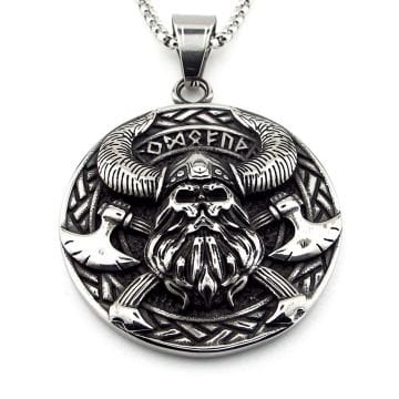 Viking Tanrı Odin Çift Taraflı İskandinav Rune Titanyum Çelik Erkek Kolye Q0919