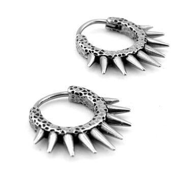 Dikenli Punk Tasarım Gotik Paslanmaz Çelik Unisex Halka Erkek Küpe ER213