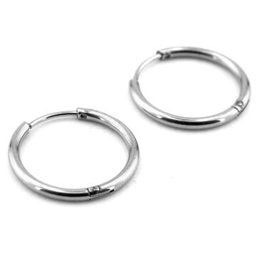 İnce Yuvarlak Tasarım 1.5mm Unisex Kadın Erkek Çelik Halka Küpe ER215