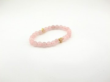 PEMBE KUVARS MİNİK SEDEF KALPLİ DOĞAL TAŞ KADIN BİLEKLİK J0090