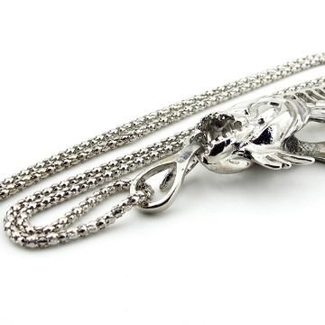 BÜYÜK BOY PİRANHA BALIK KILÇIK İSKELET METAL ERKEK KOLYE Q0627
