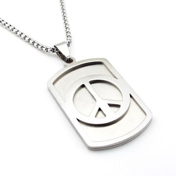 PEACE BARIŞ KÜNYE DOGTAG PASLANMAZ ÇELİK ZİNCİR ERKEK KOLYE Q0641