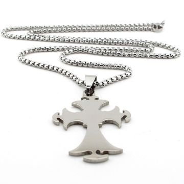 HAÇ KATOLİK HRİSTİYAN JESUS ÇELİK ZİNCİR ERKEK KOLYE Q0642