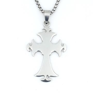 HAÇ KATOLİK HRİSTİYAN JESUS ÇELİK ZİNCİR ERKEK KOLYE Q0642