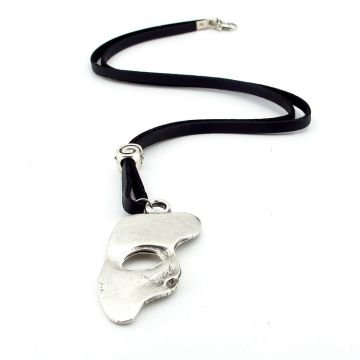 PERSONA MASKE YARIM SURAT TİYATRO METAL DERİ ERKEK KOLYE Q0654