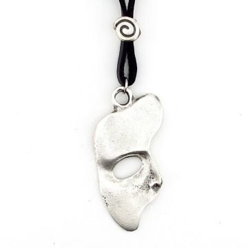 PERSONA MASKE YARIM SURAT TİYATRO METAL DERİ ERKEK KOLYE Q0654